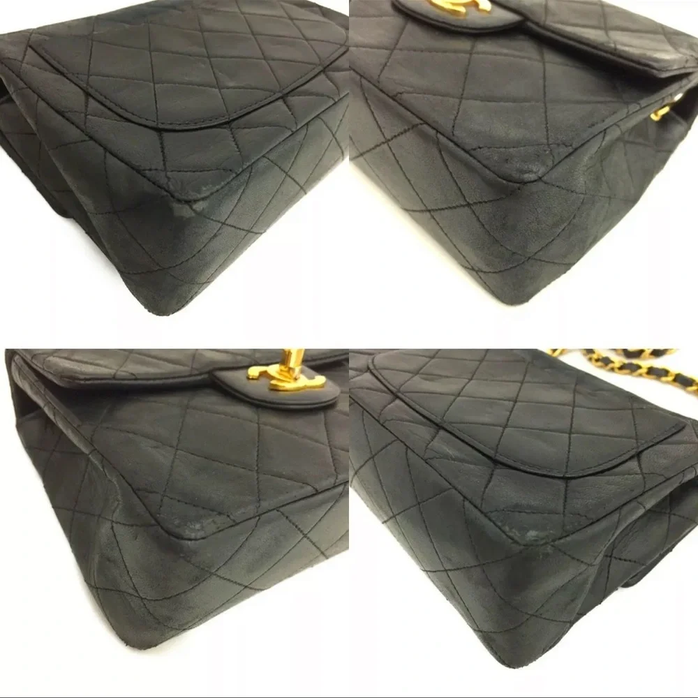 CHANEL Classic Leather Mini Flap Bag: 24k Gold Chain Crossbody Bag - Picture 7 of 14